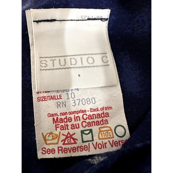 Vintage Studio C Ikat Long Shift Column Dress Blue Womens Size 10 Tie Back - Picture 11 of 12